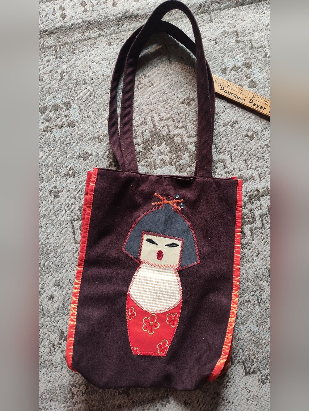 Concubine Geisha Kokeshi Doll Tote Bag Purse